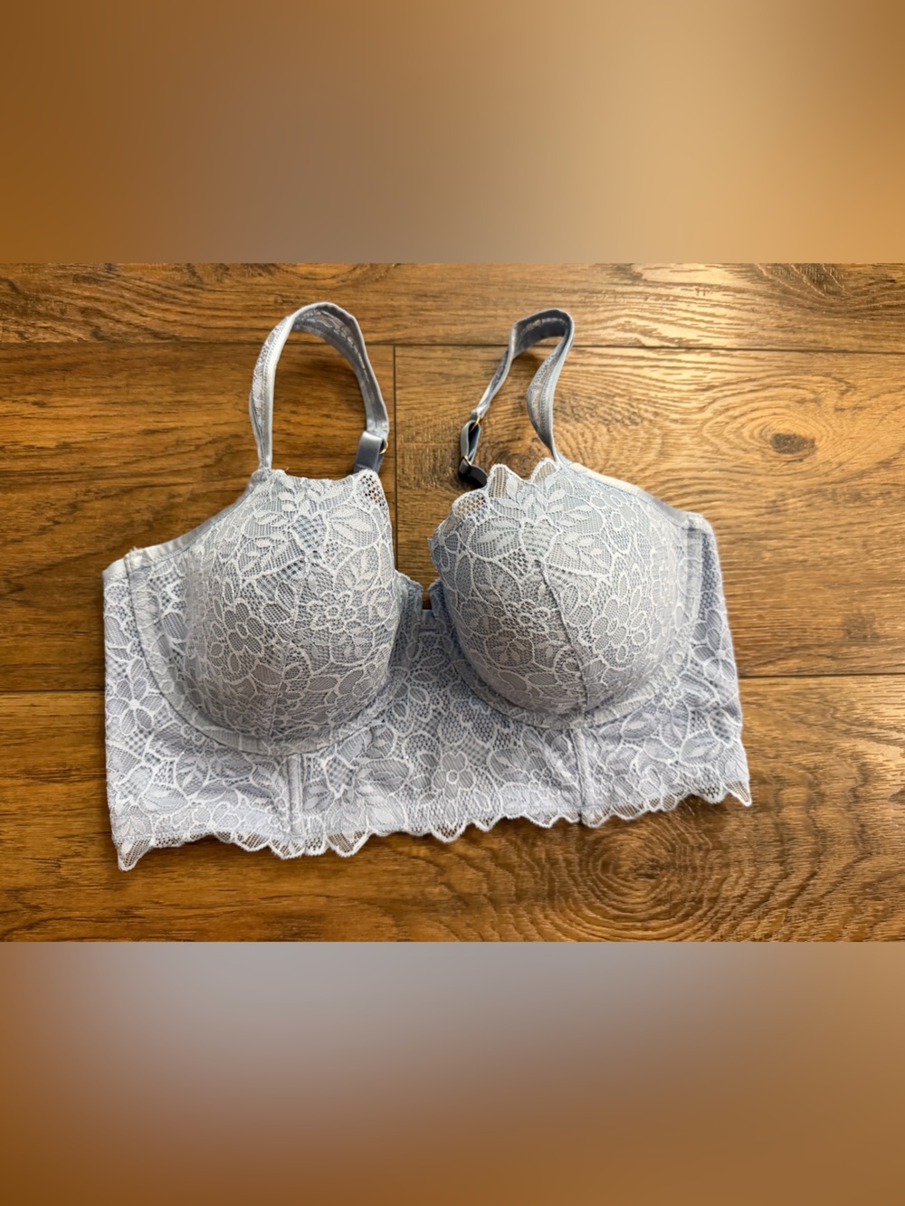 aerie Light Blue Lace Longline Bra